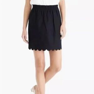 J by J Crew Black Linen Blend Scalloped Mini Skirt